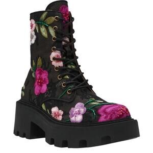 BETSEY JOHNSON Polli Beaded Floral Combat Boot Size 10 New Sold out online